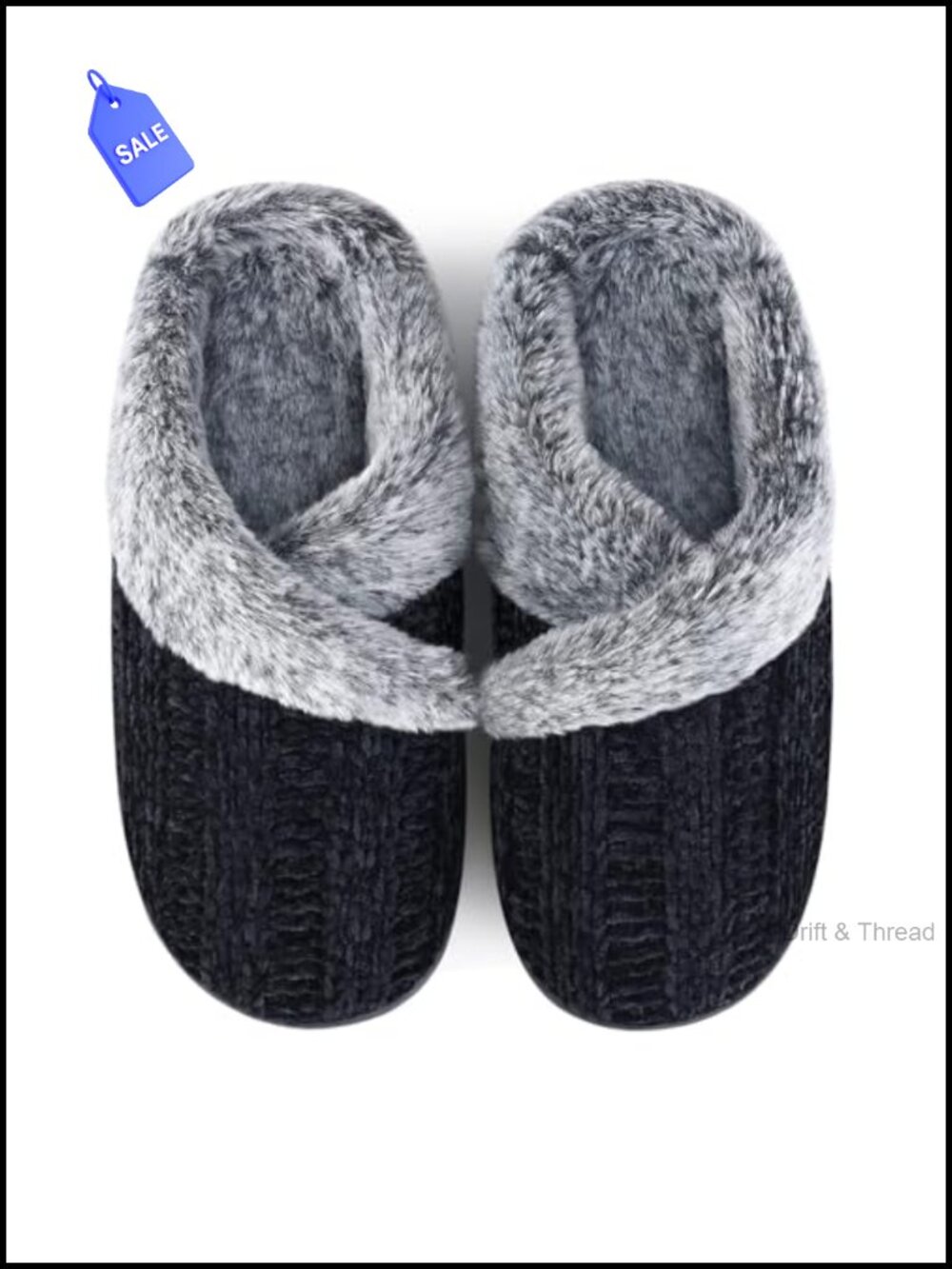Fuzzy Chenille Knit Memory Foam Slippers Slip On Indoor Outdoor House Shoes